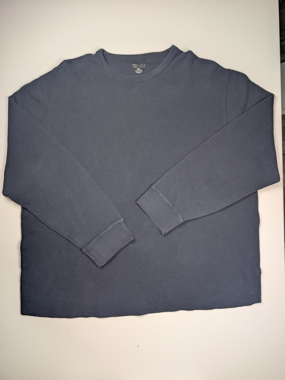 Sonoma Long Sleeve Waffle Knit Thermal Shirt Mens XXL Navy Blue 100% Cotton